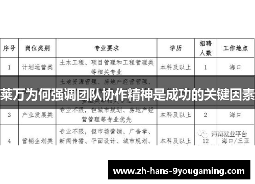 莱万为何强调团队协作精神是成功的关键因素