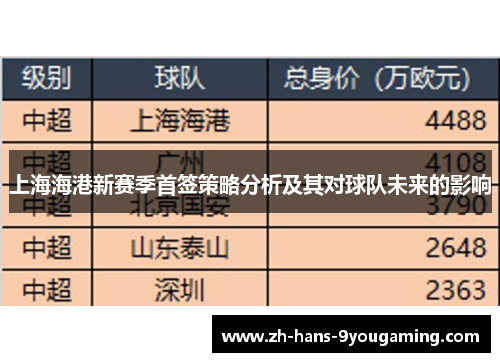 上海海港新赛季首签策略分析及其对球队未来的影响