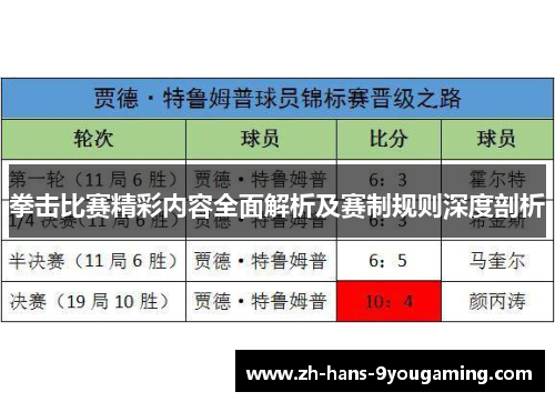 拳击比赛精彩内容全面解析及赛制规则深度剖析